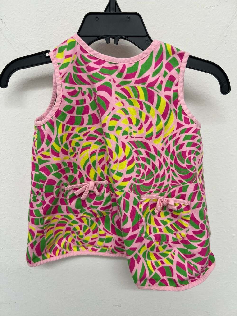 Lilly Pulitzer Pink and Green Spiral Print Sleeveless Dress with Pockets 6-12 M